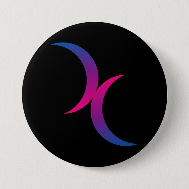 Badge Rond 7,6 Cm Symbole du Bi Double Moon (Devant)