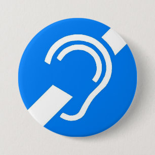 Badge Rond 7,6 Cm Symbole international pour le sourd