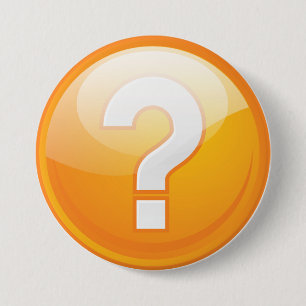 Badge Rond 7,6 Cm Symbole moderne gras point d'interrogation orange