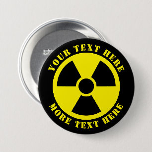 Badge Rond 7,6 Cm Symbole nucléaire radioactif noir et jaune nuage