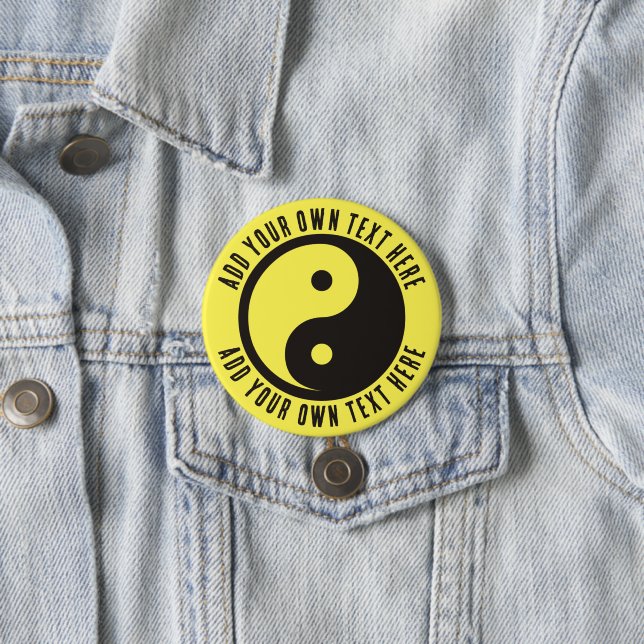 Badge Rond 7,6 Cm Symbole Yin Yang - tatouage solide (En situation)