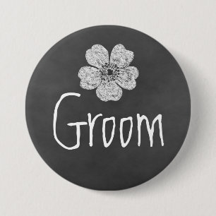 Badge Rond 7,6 Cm Tableau noir Roses blanches sauvages
