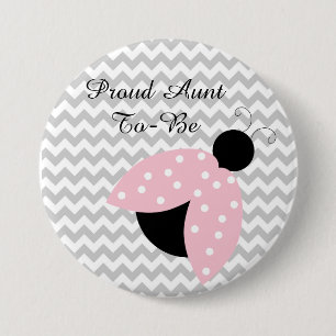 Badge Rond 7,6 Cm "Tante fière à être" bouton rose de baby shower de