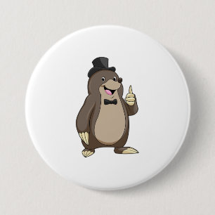 Badge Rond 7,6 Cm Taupe comme marié avec cravate