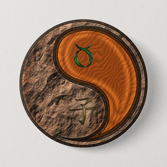 Badge Rond 7,6 Cm Taureau & Rat de bois (Devant)