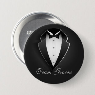 Badge Rond 7,6 Cm Team Groom Classy Tuxedo