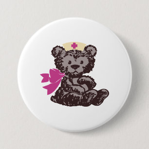 Badge Rond 7,6 Cm Teddy Bear Nurse (Pink)