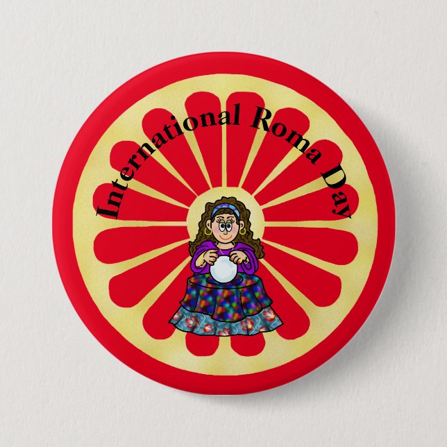 Badge Rond 7,6 Cm Teller Button Roma Day Gypsy (Devant)