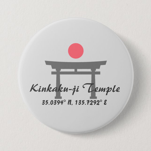 Badge Rond 7,6 Cm Temple Kinkaku-ji Latitude Longitude (Devant)