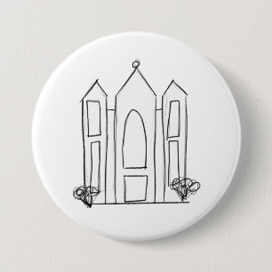 Badge Rond 7,6 Cm Temple mormon simple moderne LDS Salt Lake City