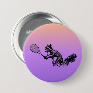 Badge Rond 7,6 Cm Tennis d'écureuil rose et violet