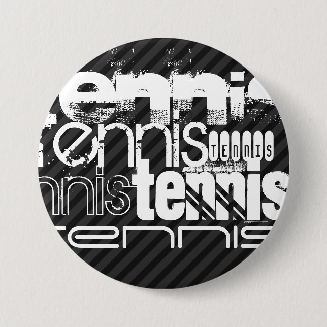 Badge Rond 7,6 Cm Tennis ; Gris Noir & Sombre (Devant)