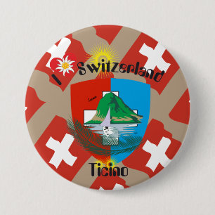Badge Rond 7,6 Cm Tessin - Ticino - Suisse - Svizzera Buttons