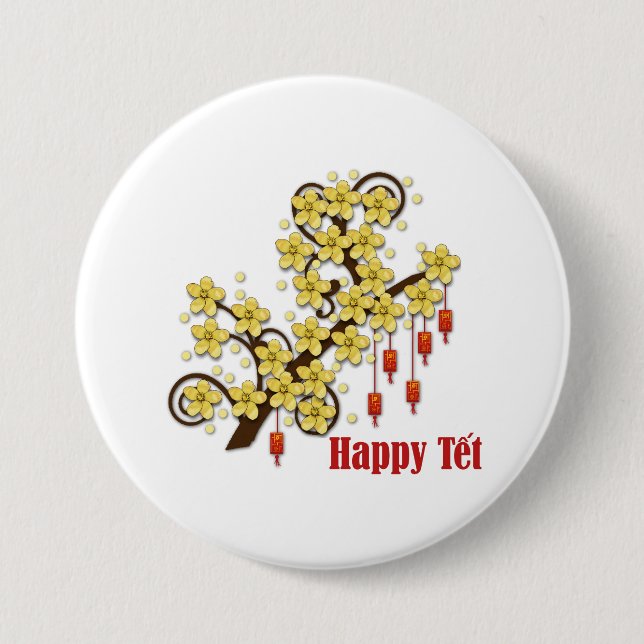 Badge Rond 7,6 Cm Tet Hoa Mai (Devant)