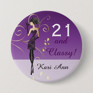 Badge Rond 7,6 Cm Texte de l'anniversaire do-it-yourself de fille