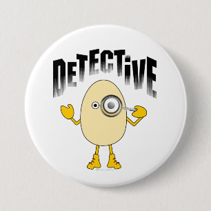 Badge Rond 7,6 Cm Texte du détective Egghead