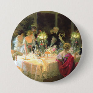 Badge Rond 7,6 Cm The End Of Dinner 1913 By Jules Alexandre Grun