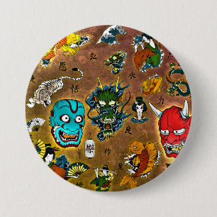 Badge Rond 7,6 Cm Thème japonais