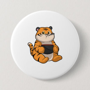 Badge Rond 7,6 Cm Tiger à manger avec Bowl