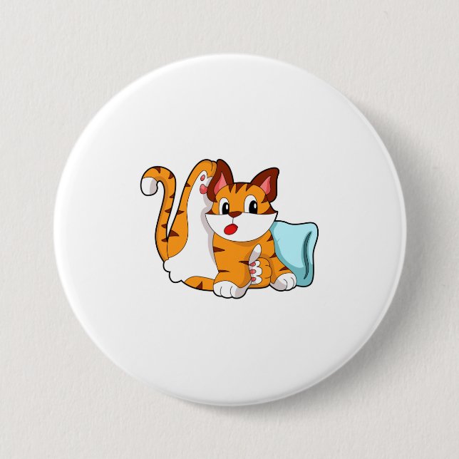 Badge Rond 7,6 Cm Tiger chat avec Coussin (Devant)