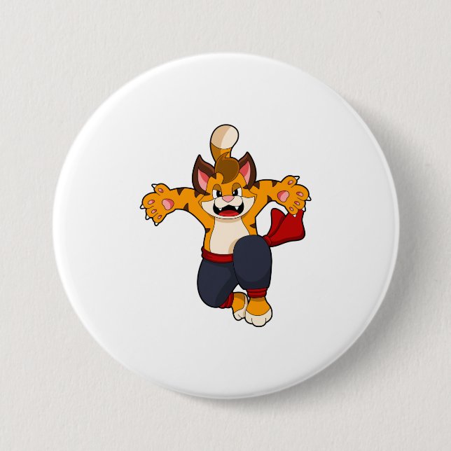 Badge Rond 7,6 Cm Tiger dans les arts martiaux Karate (Devant)