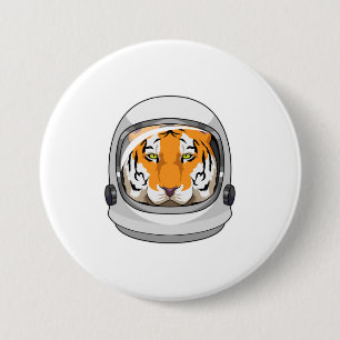 Badge Rond 7,6 Cm Tiger en astronaute avec casque