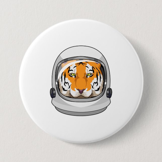 Badge Rond 7,6 Cm Tiger en astronaute avec casque (Devant)