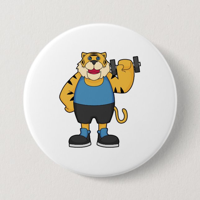 Badge Rond 7,6 Cm Tiger Fitness Dumbbell (Devant)