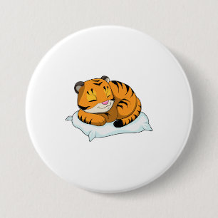 Badge Rond 7,6 Cm Tigre au coucher avec Coussin