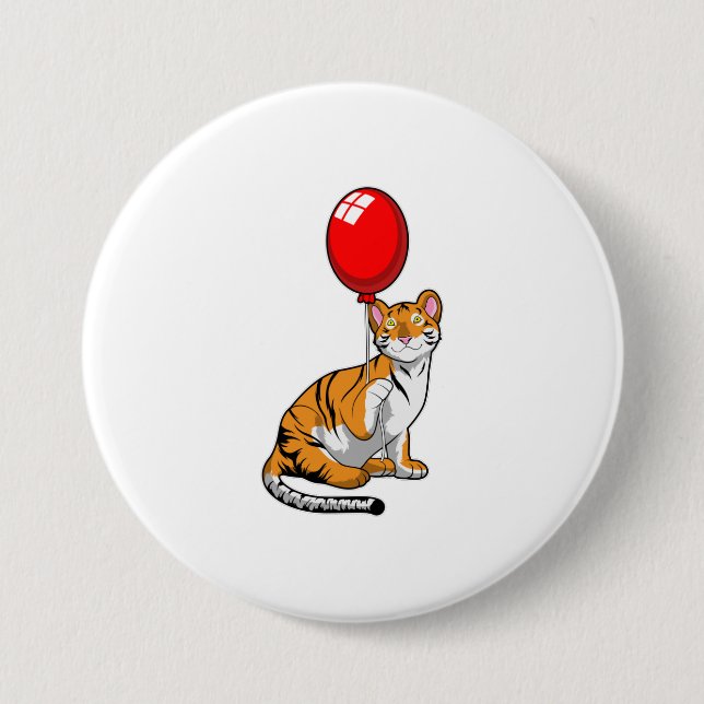 Badge Rond 7,6 Cm Tigre avec ballon (Devant)