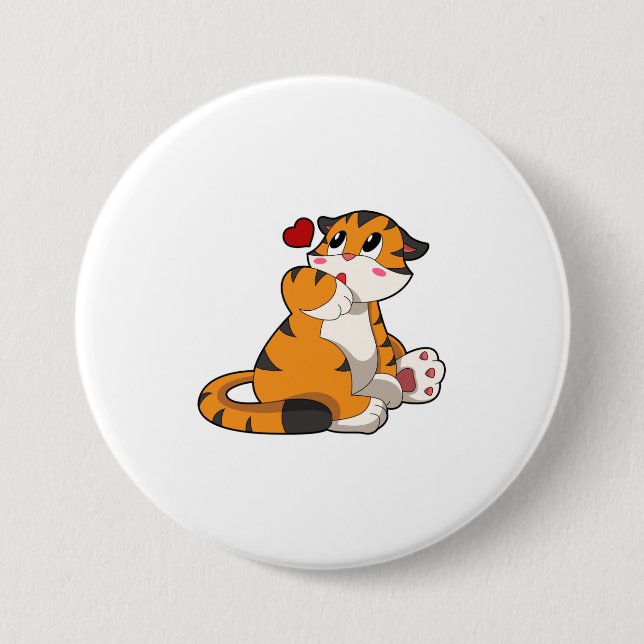 Badge Rond 7,6 Cm Tigre avec coeur (Devant)