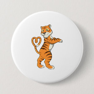 Badge Rond 7,6 Cm Tigre avec coeur
