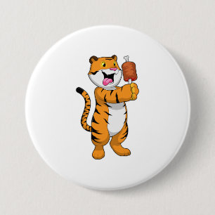 Badge Rond 7,6 Cm Tigre avec viande