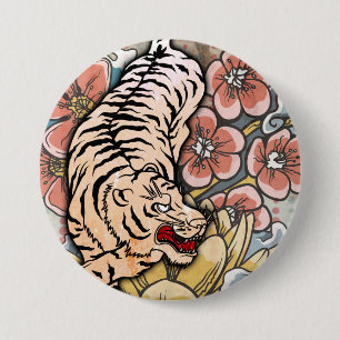 Badge Rond 7,6 Cm Tigre blanc