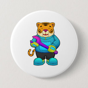 Badge Rond 7,6 Cm Tigre comme mécanique avec clé