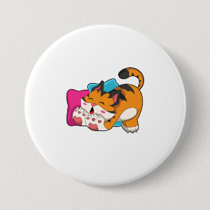 Badge Rond 7,6 Cm Tigre fatigué