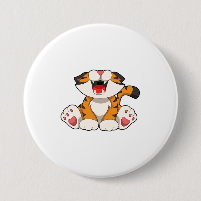 Badge Rond 7,6 Cm Tigre rougissant (Devant)