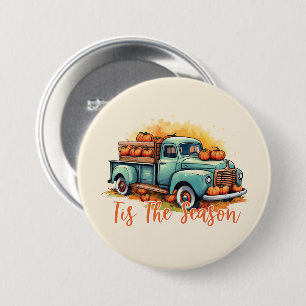 Badge Rond 7,6 Cm 'Tis The Season - Camion rustique avec Citrouilles