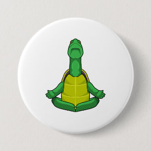 Badge Rond 7,6 Cm Tortue à la méditation de Yoga