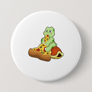 Badge Rond 7,6 Cm Tortue à la pizza
