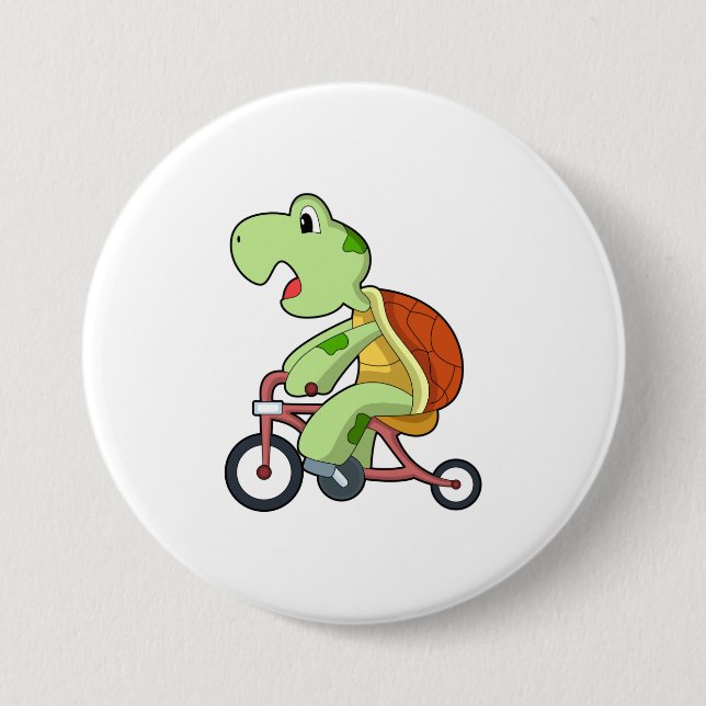 Badge Rond 7,6 Cm Tortue à vélo (Devant)