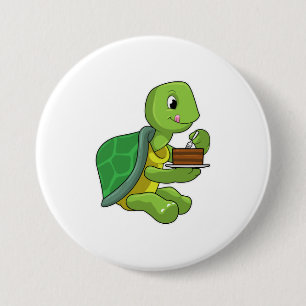 Badge Rond 7,6 Cm Tortue au gâteau