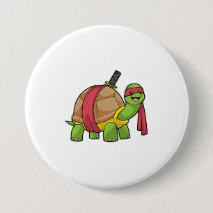 Badge Rond 7,6 Cm Tortue aux arts martiaux avec épée