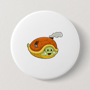 Badge Rond 7,6 Cm Tortue avec coquille comme maison