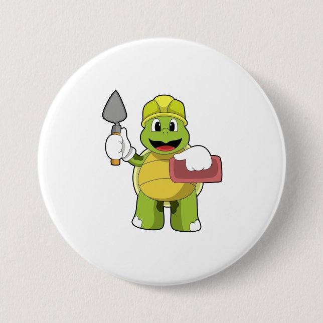 Badge Rond 7,6 Cm Tortue en mason avec pierre (Devant)