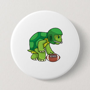 Badge Rond 7,6 Cm Tortue en sport avec football et casque