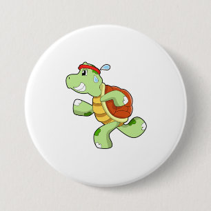 Badge Rond 7,6 Cm Tortue en tant que coureur
