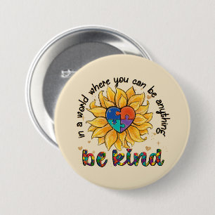 Badge Rond 7,6 Cm Tournesol autiste