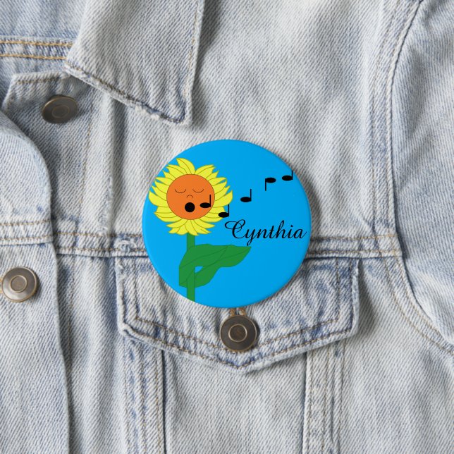 Badge Rond 7,6 Cm Tournesol chantant (En situation)