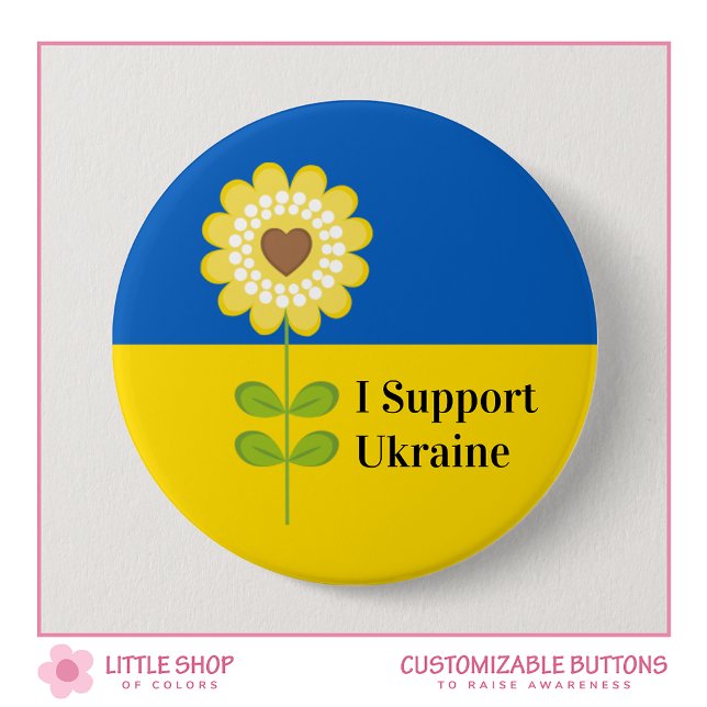 Badge Rond 7,6 Cm Tournesol de soutien à l'Ukraine personnalisable (Créateur téléchargé)